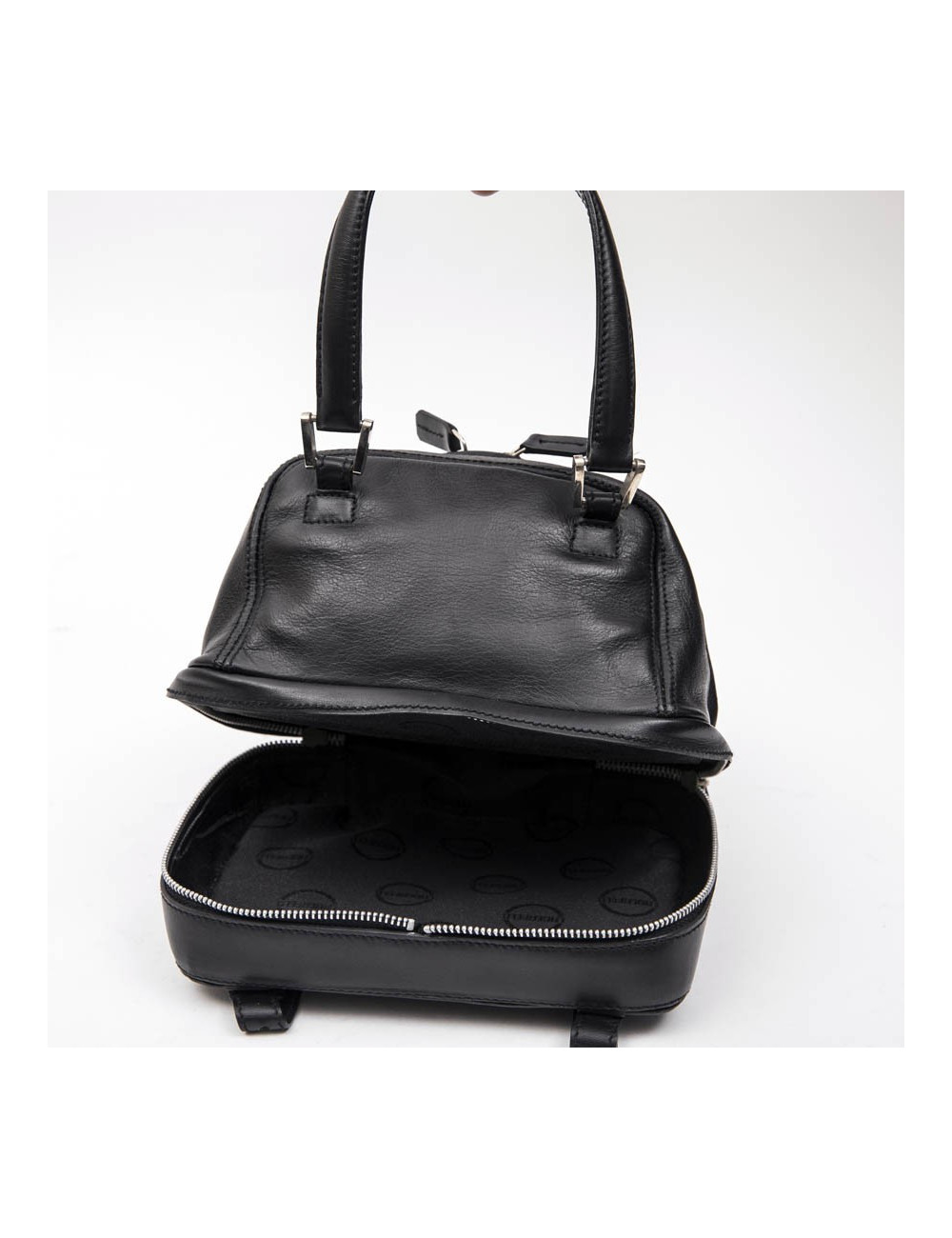 KARL LAGERFELD mini bowling bag in black leather