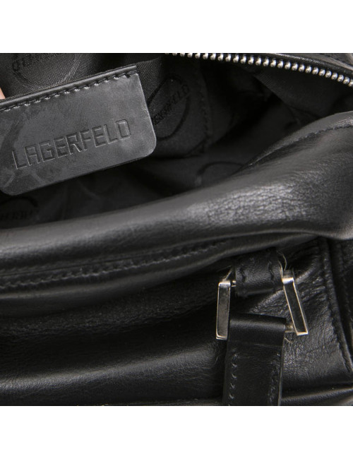 KARL LAGERFELD mini bowling bag in black leather