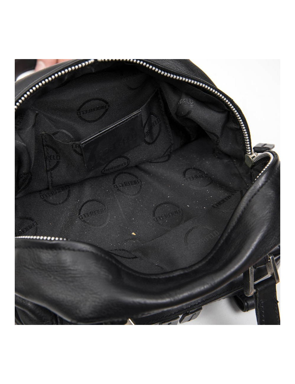 KARL LAGERFELD mini bowling bag in black leather