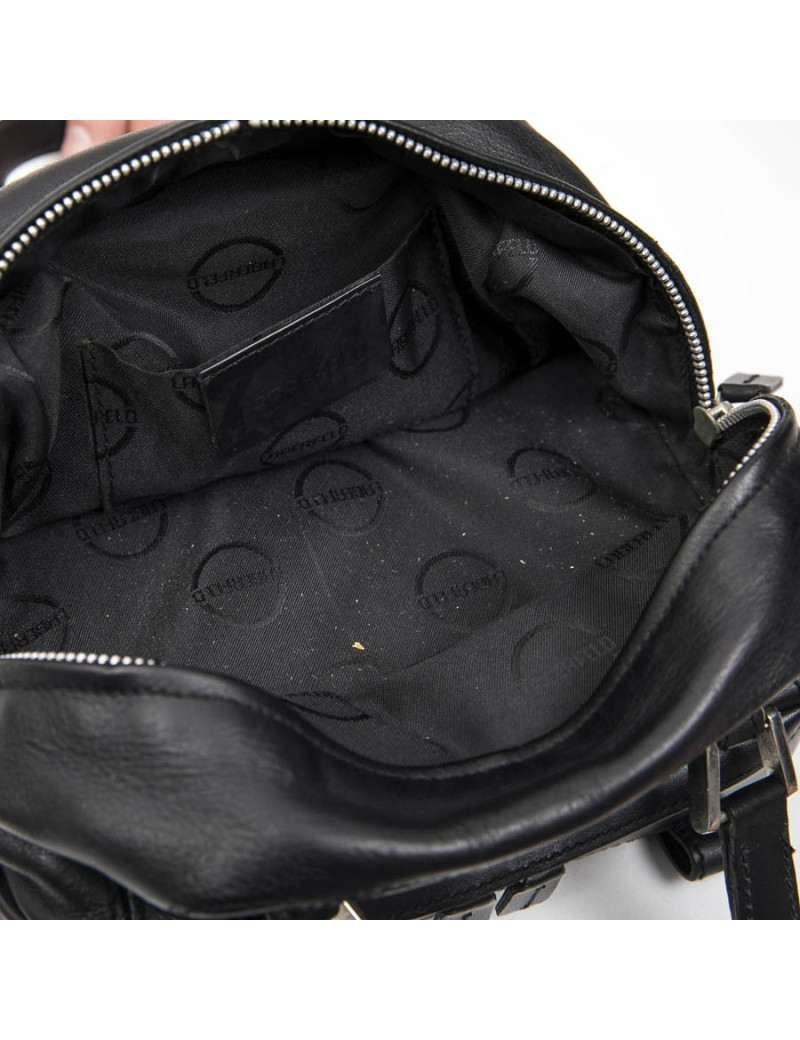 KARL LAGERFELD mini bowling bag in black leather