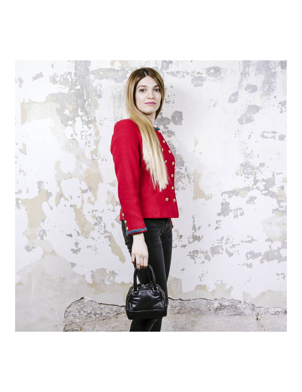 KARL LAGERFELD mini bowling bag in black leather