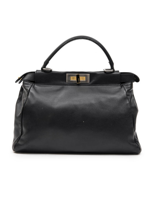 FENDI Peekaboo bag in soft black leather Médium size