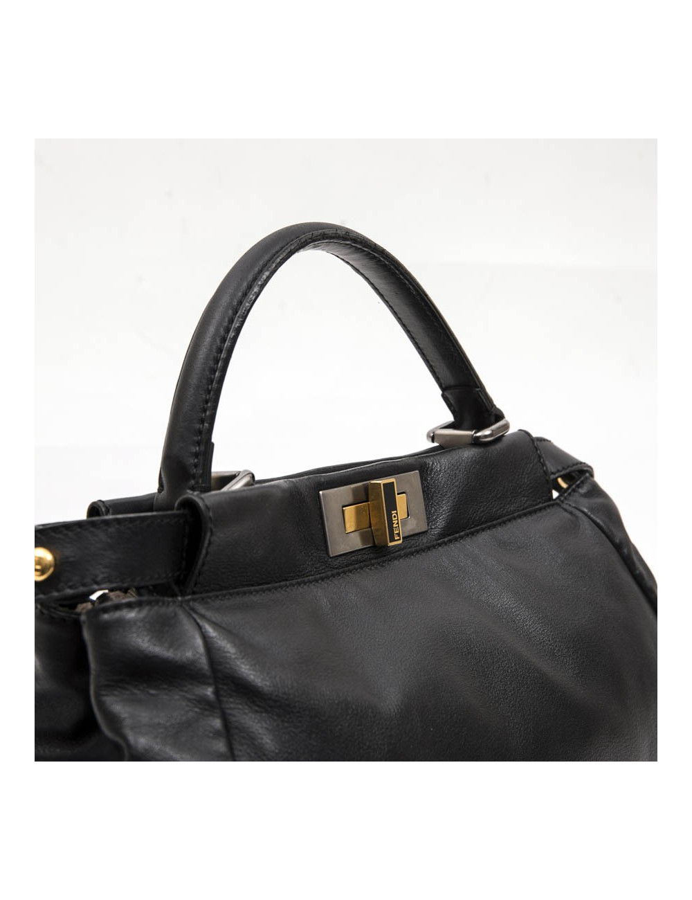 Sac Peekaboo FENDI  cuir d'agneau lisse noir TM