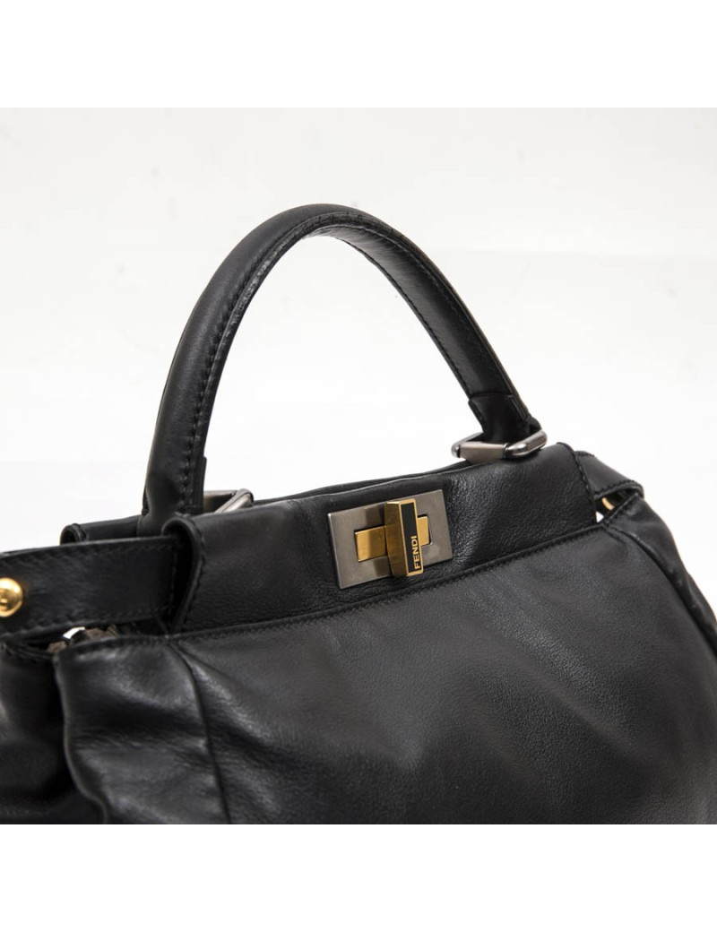 Sac Peekaboo FENDI  cuir d'agneau lisse noir TM
