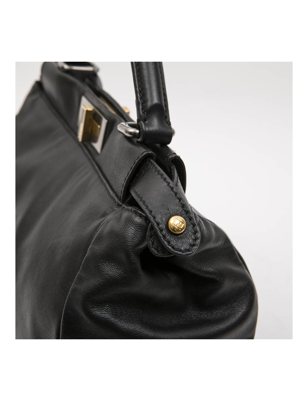 Sac Peekaboo FENDI  cuir d'agneau lisse noir TM