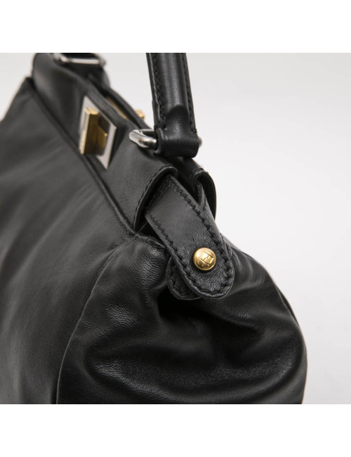 Sac Peekaboo FENDI  cuir d'agneau lisse noir TM