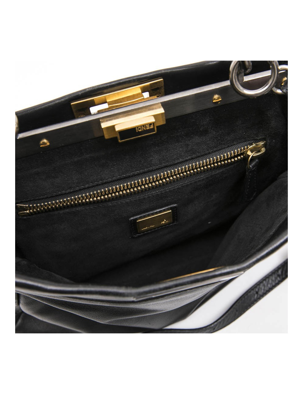 Sac Peekaboo FENDI  cuir d'agneau lisse noir TM