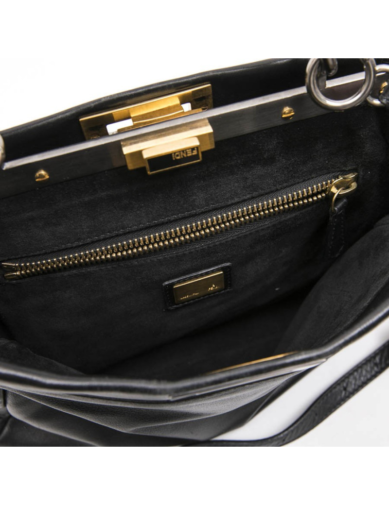 Sac Peekaboo FENDI  cuir d'agneau lisse noir TM