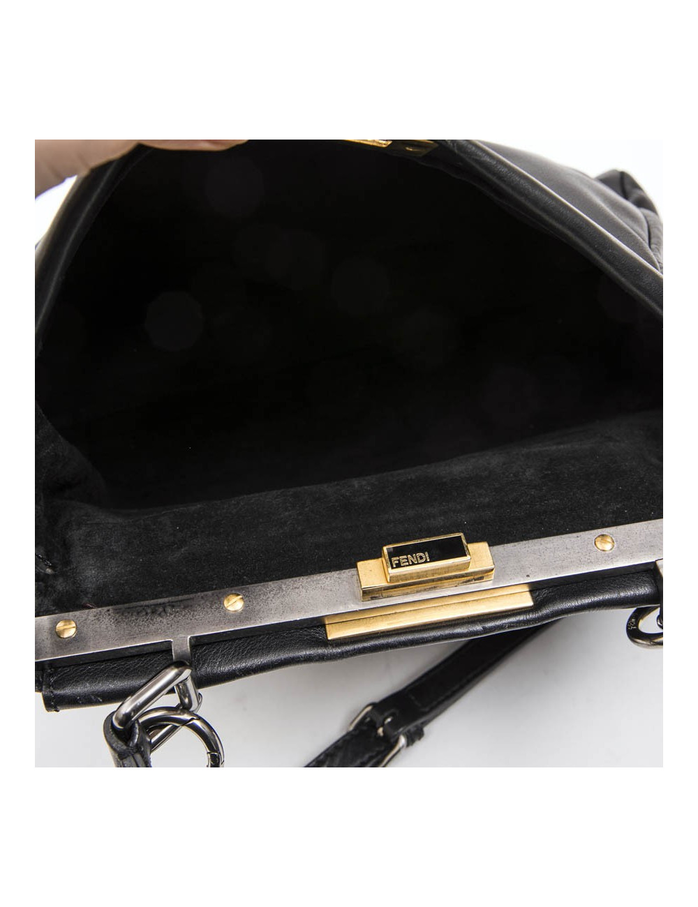 Sac Peekaboo FENDI  cuir d'agneau lisse noir TM