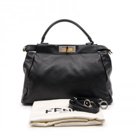 FENDI Peekaboo bag in soft black leather Médium size