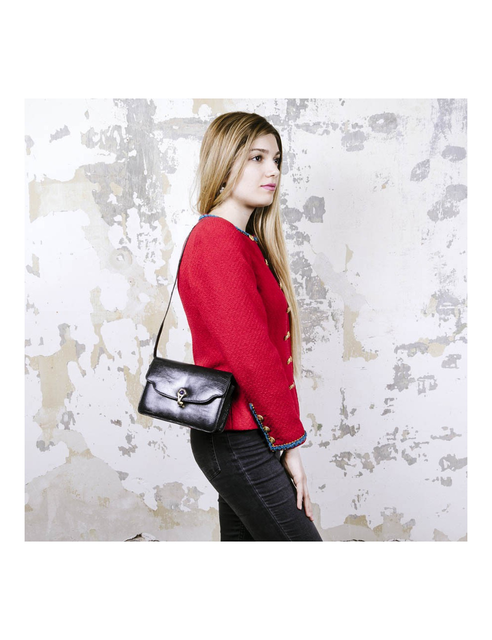 GUCCI Vintage bag in black snake 