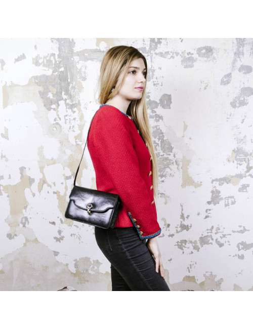 GUCCI Vintage bag in black snake 