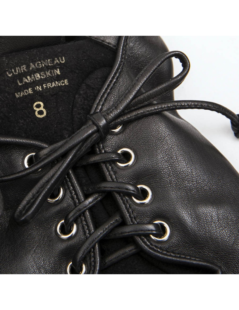 Mitaines CAUSSE Gantier  Femme cuir d'agneau lisse noir