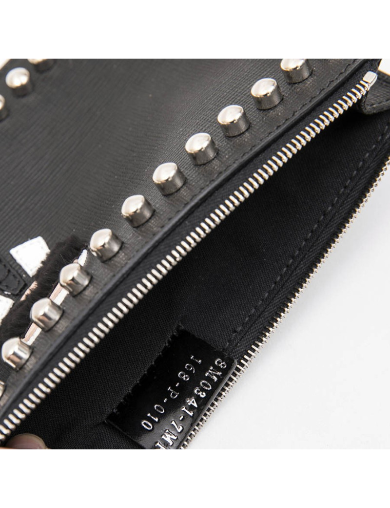 FENDI "Karlito" clutch by KARL LAGERFELD PM in black studded leather