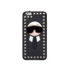 FENDI 'Karlito' phone case in black leather and silver studs