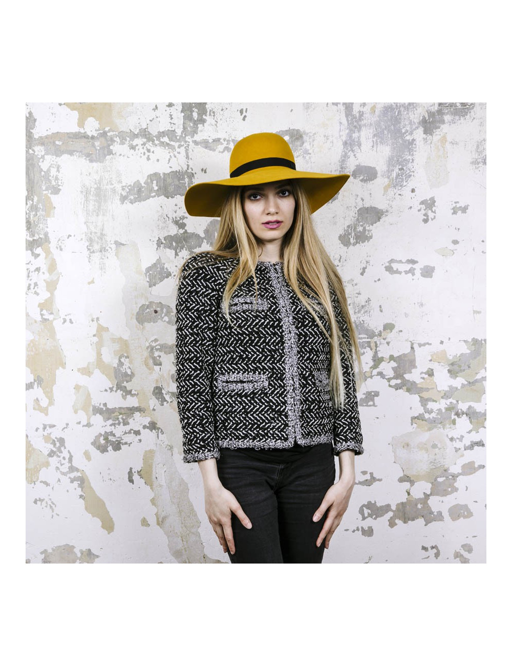 E.S Chapeau TM MAISON MICHEL en feutrine jaune