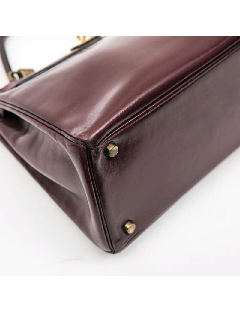 HERMES Kelly 28 vintage bag in H red box leather