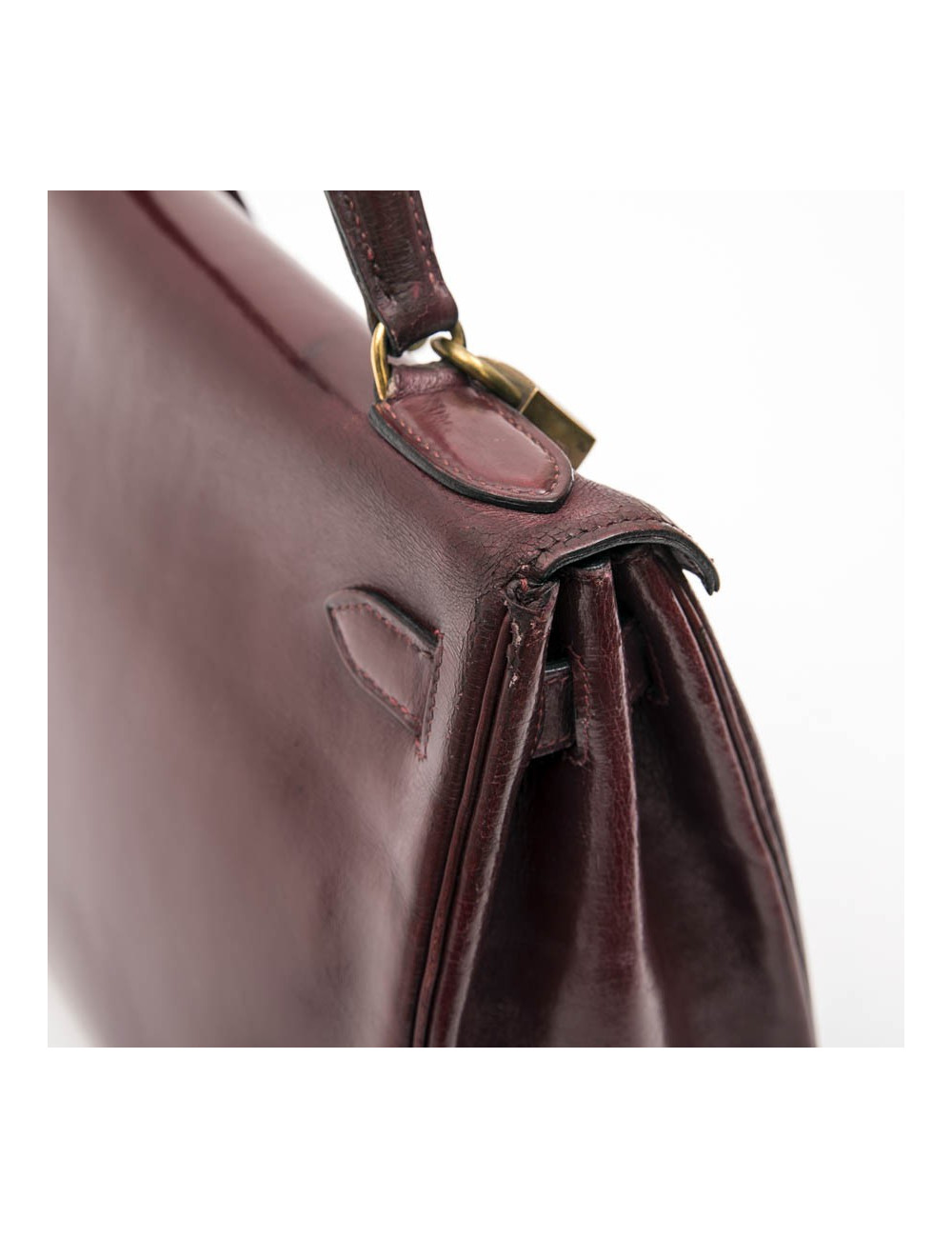 HERMES Kelly 28 vintage bag in H red box leather