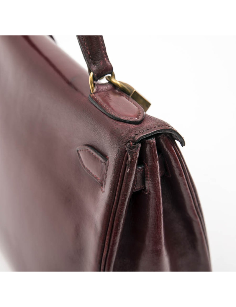 HERMES Kelly 28 vintage bag in H red box leather