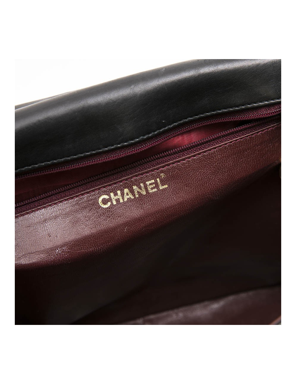 Sac jumbo CHANEL cuir d'agneau lisse matelassé noir Vintage