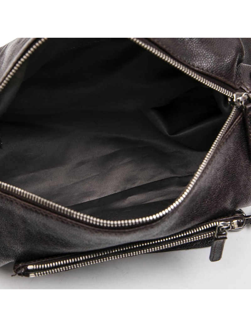 Chanel satchel bag in brown grained leather