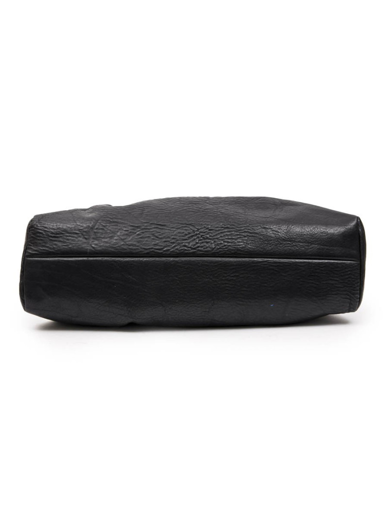 GUCCI vintage bag in a black cowhide leather and ribbed wood