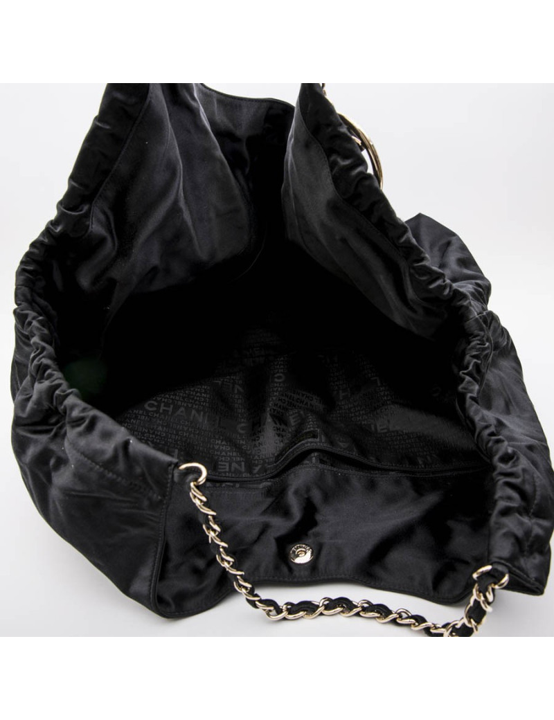 CHANEL tote bag in black duchess satin