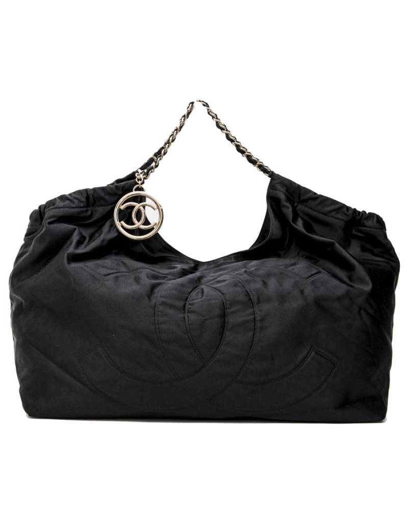 CHANEL tote bag in black duchess satin