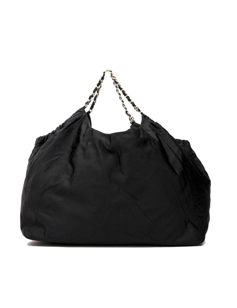 CHANEL tote bag in black duchess satin