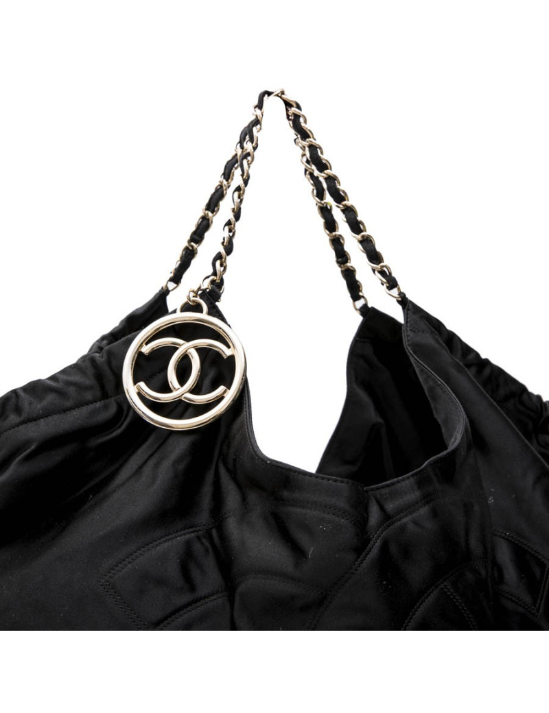 CHANEL tote bag in black duchess satin