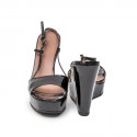 Sandales Compensées t 39 ALAIA cuir verni noir