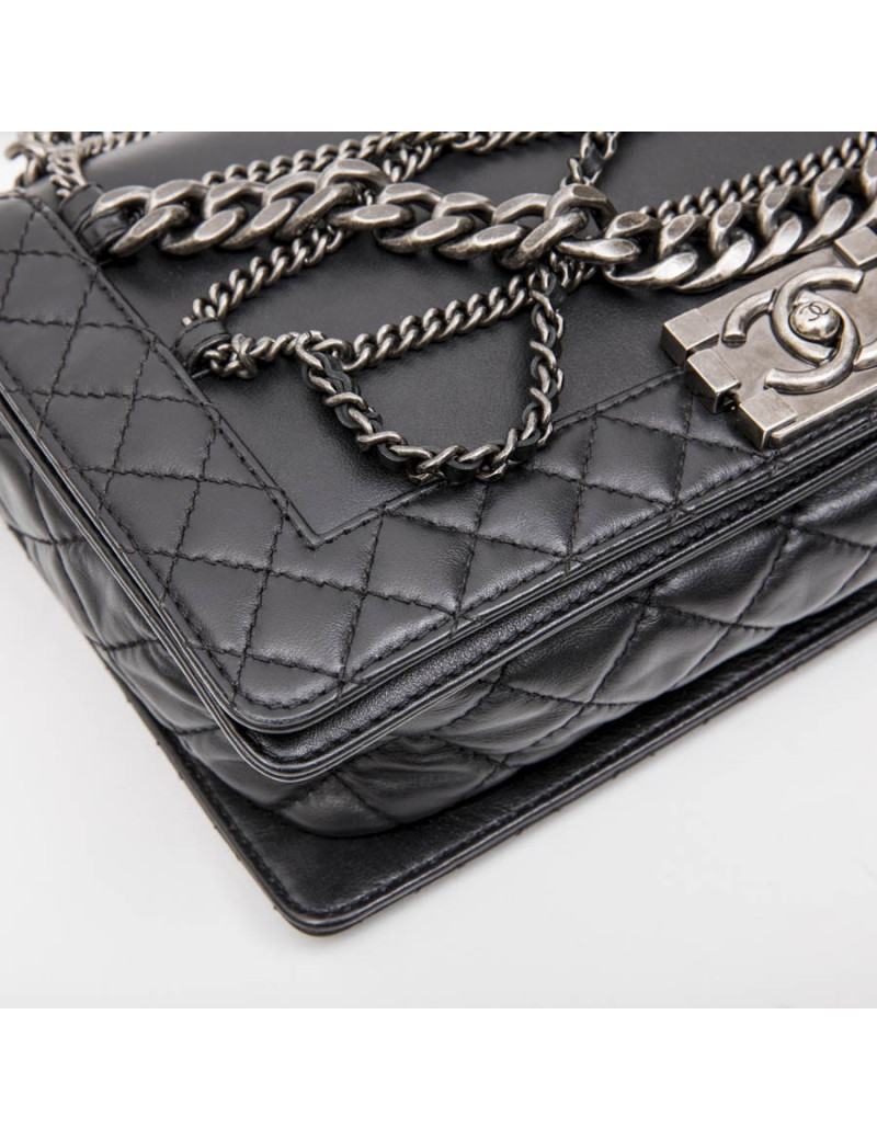 CHANEL 'Multi Chains' Boy Bag in Black Smooth Lambskin