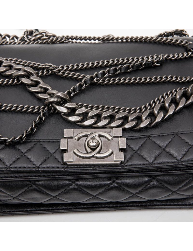 CHANEL 'Multi Chains' Boy Bag in Black Smooth Lambskin