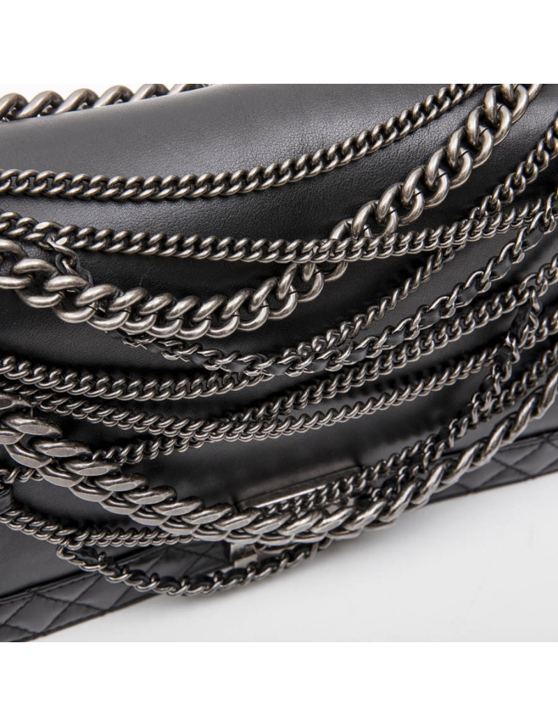 CHANEL 'Multi Chains' Boy Bag in Black Smooth Lambskin