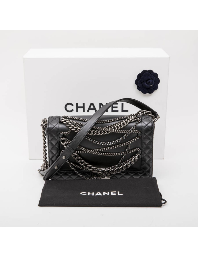 CHANEL 'Multi Chains' Boy Bag in Black Smooth Lambskin