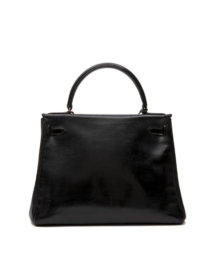 HERMES vintage Kelly 28 bag in black box leather