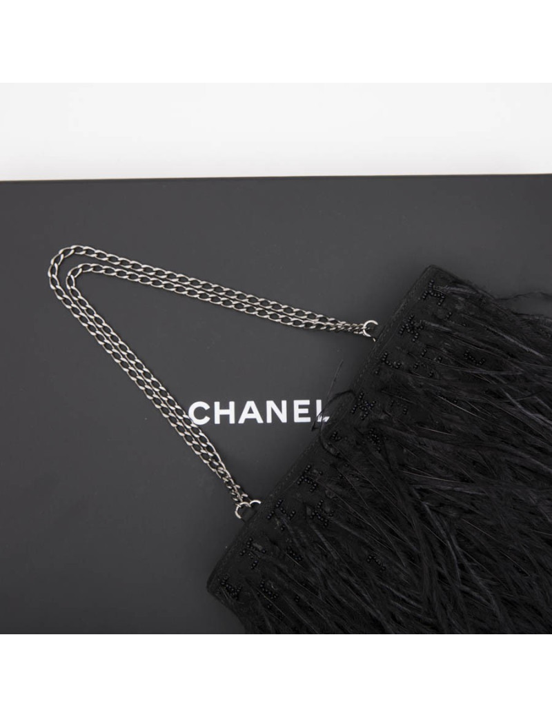 Mini sac du soir CHANEL plumes  noires