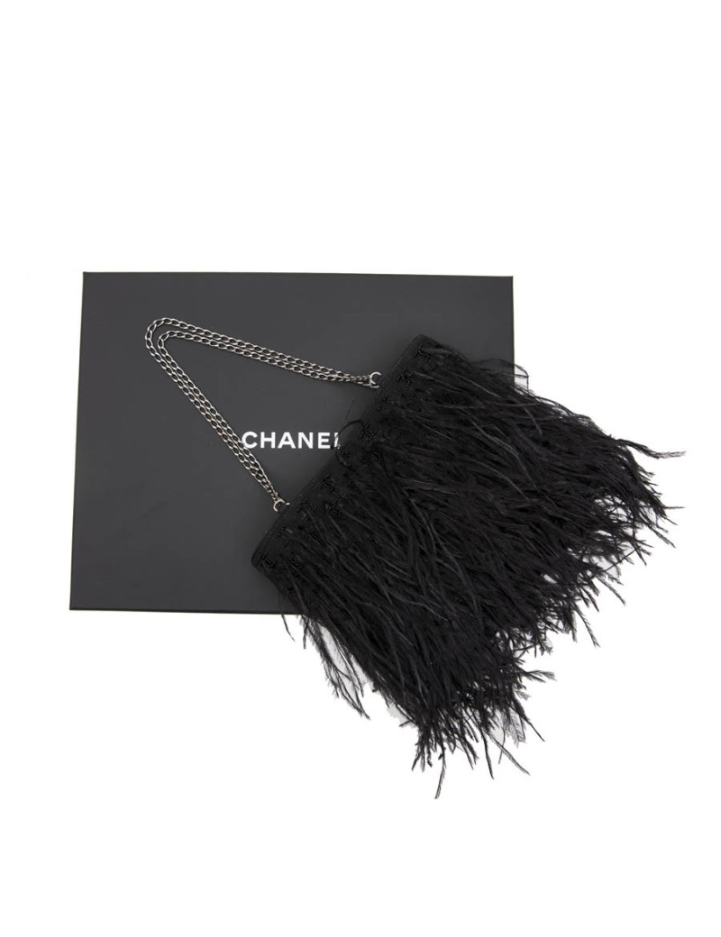 Mini sac du soir CHANEL plumes d'oie noires