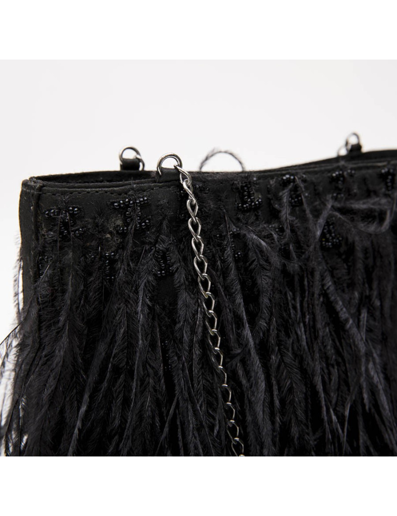 Mini sac du soir CHANEL plumes  noires