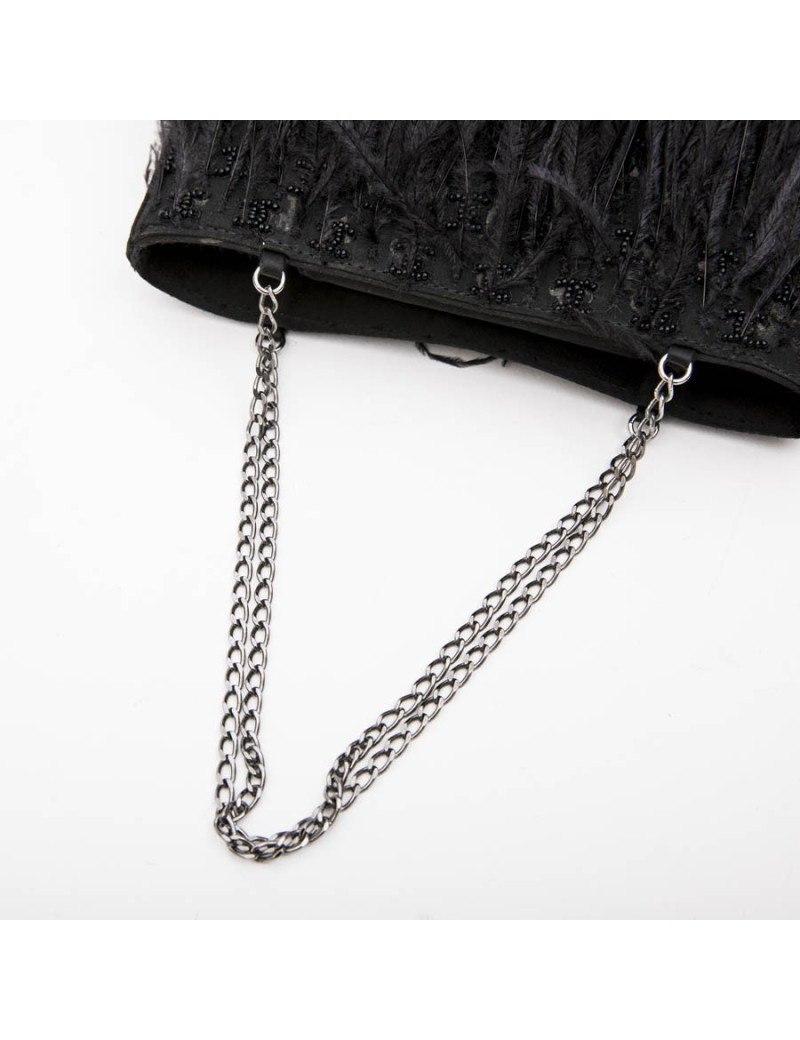 Mini sac du soir CHANEL plumes d'oie noires