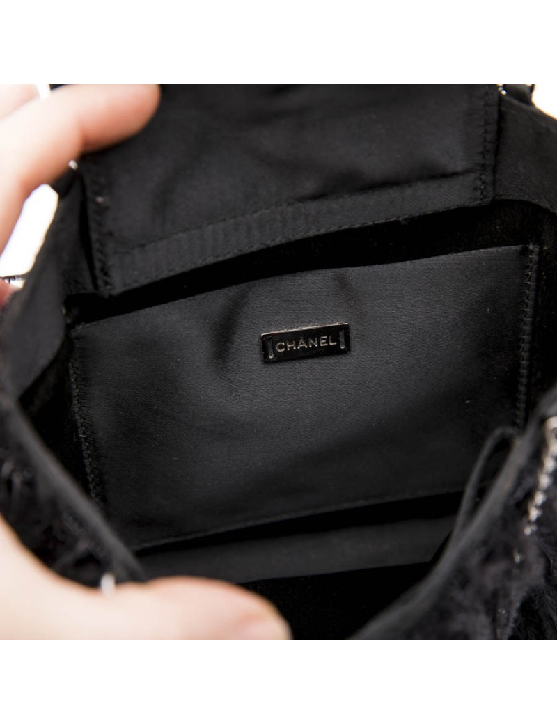 Mini sac du soir CHANEL plumes d'oie noires