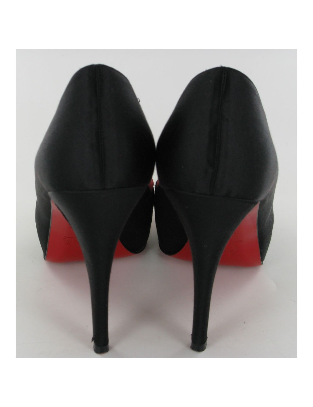 Escarpins LOUBOUTIN T37 satin noir et rouge