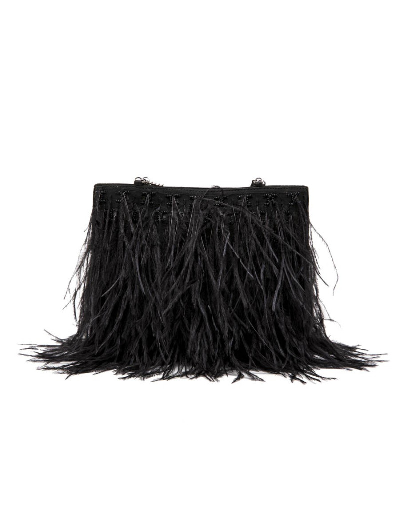 Mini sac du soir CHANEL plumes d'oie noires