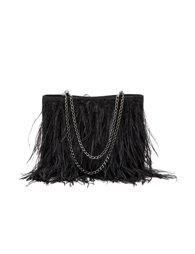 Mini sac du soir CHANEL plumes  noires