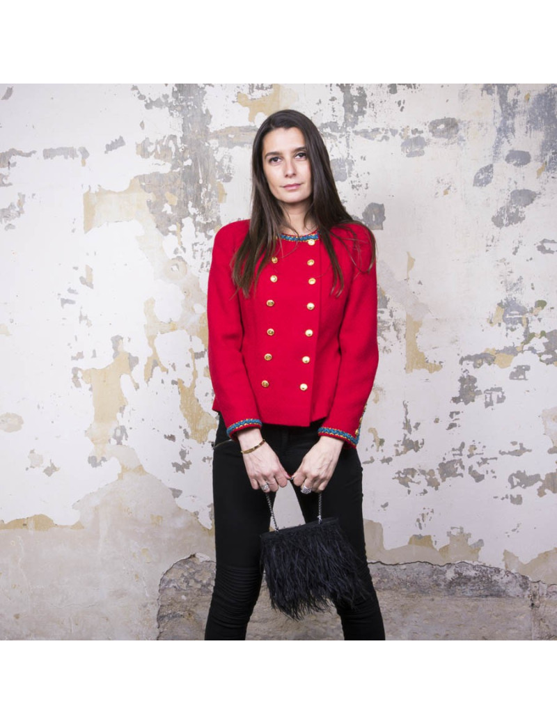 Mini sac du soir CHANEL plumes d'oie noires