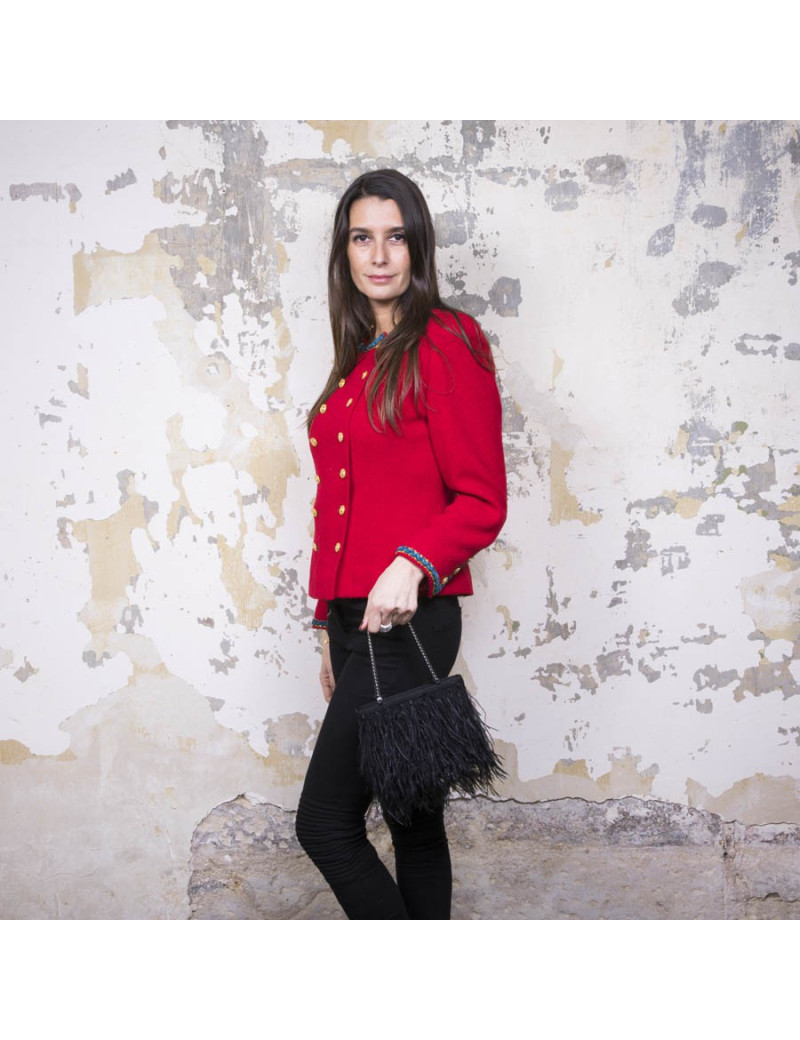 Mini sac du soir CHANEL plumes d'oie noires