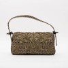 FENDI baguette bag in brown monogram canvas and gold threads embroidery