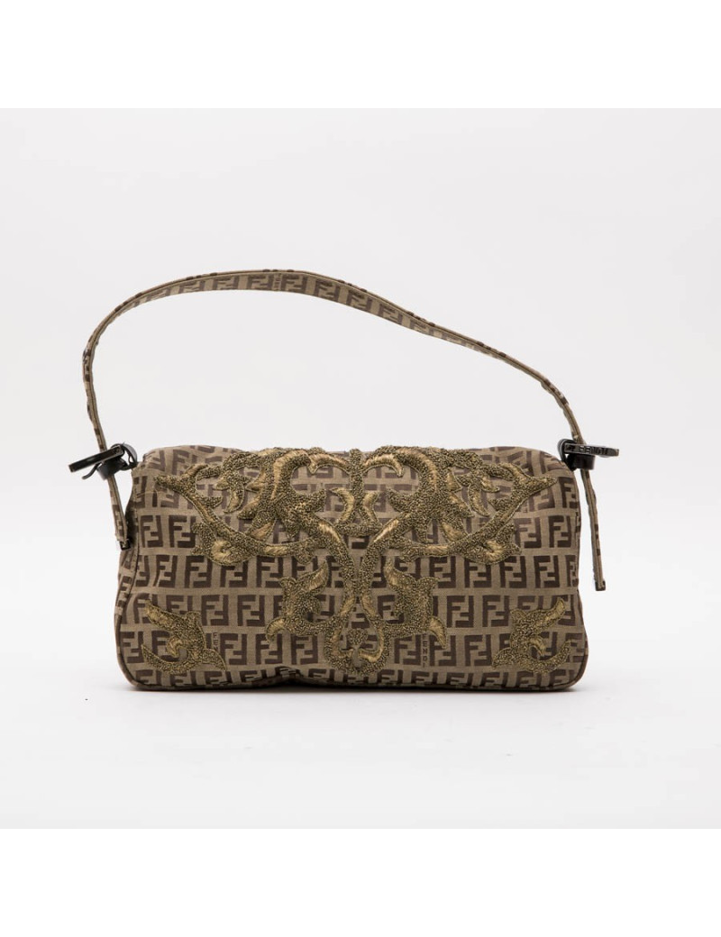 Sac baguette FENDI toile monogram brodé de fils d'or 
