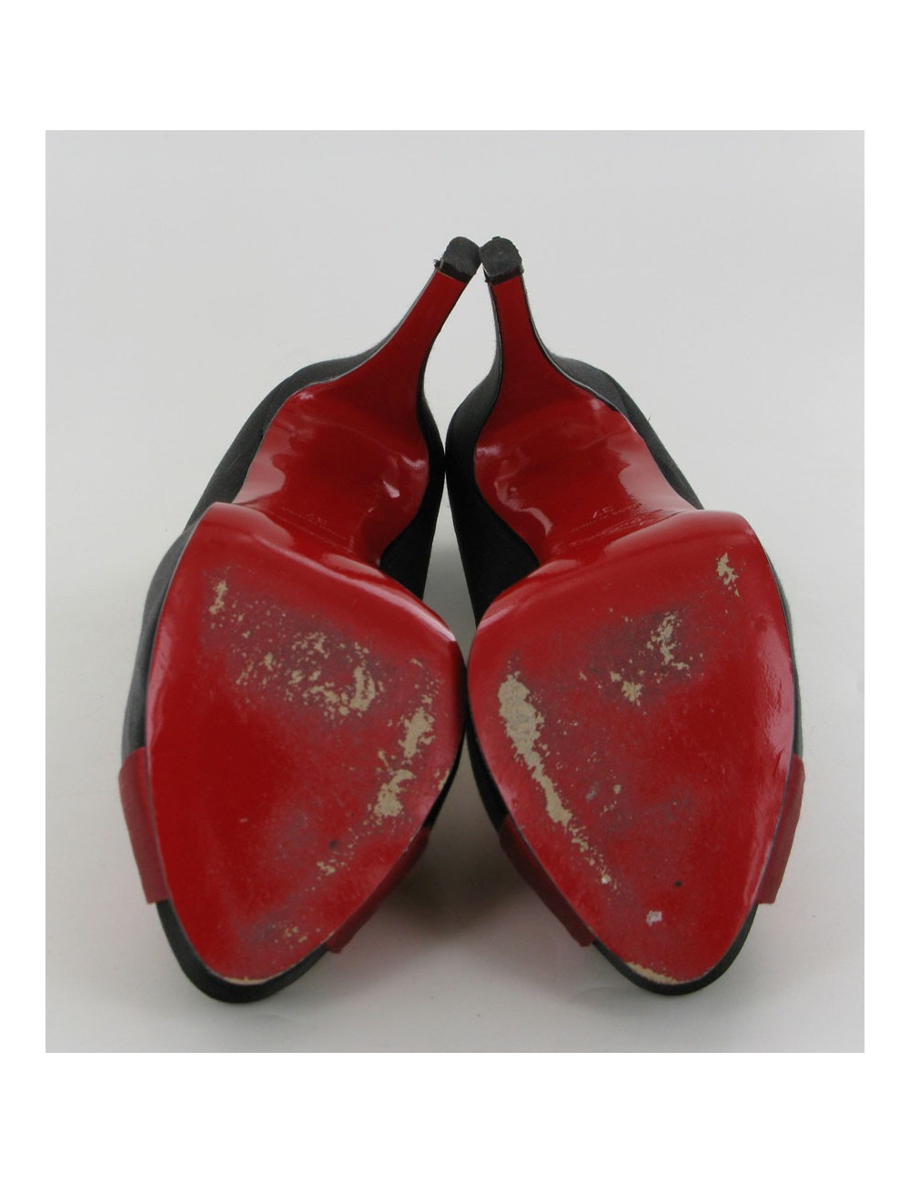 Escarpins LOUBOUTIN T37 satin noir et rouge