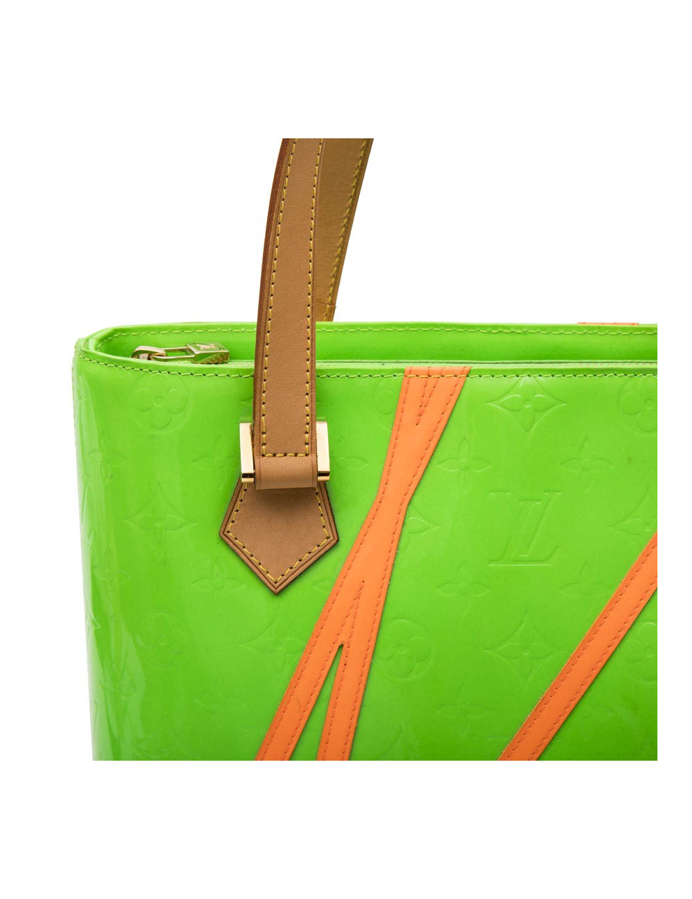 Sac Houston LOUIS VUITTON cuuir verni  fluo vert